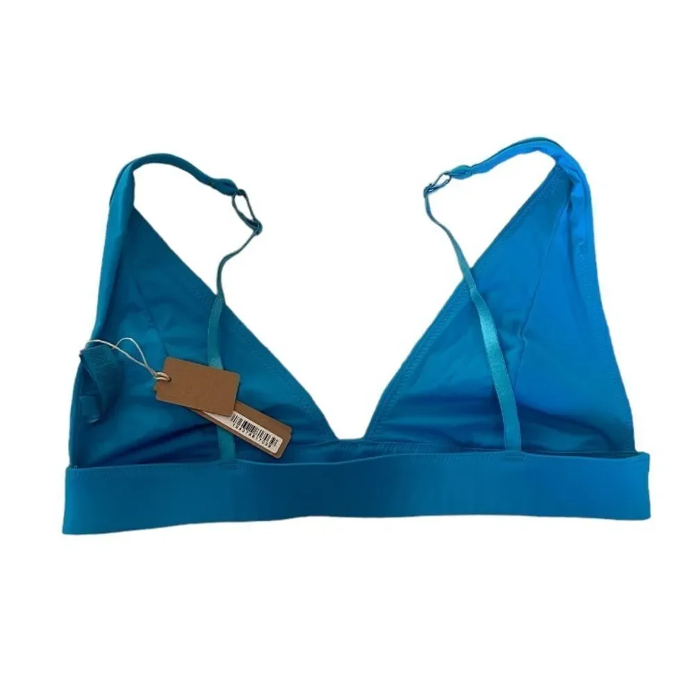 NWT SKIMS Signature Swim Plunge Bikini Top In Turquoise Blue Support Bikini Top